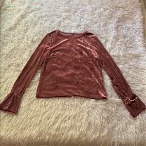 Velvet pink long sleeve top